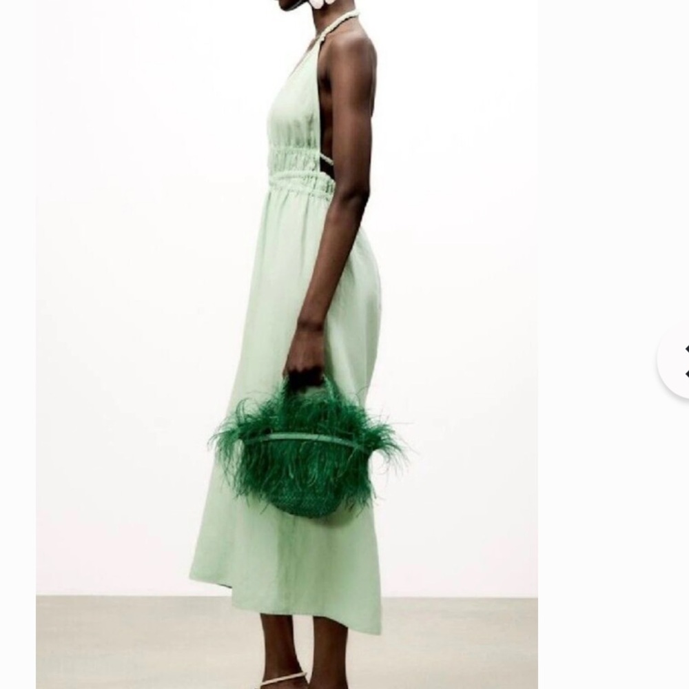 Zara limited edition linen blend midi dress with open back - Picture 4 of 9